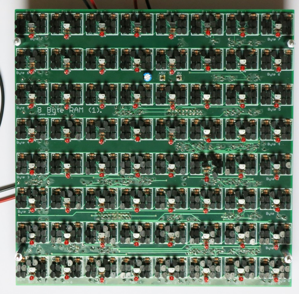 picture of circuit board for 8 bytes of RAM