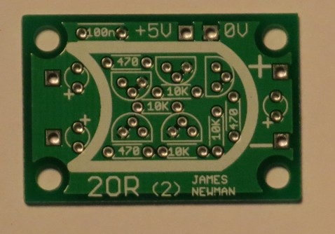 Blank PCB showing silkscreen